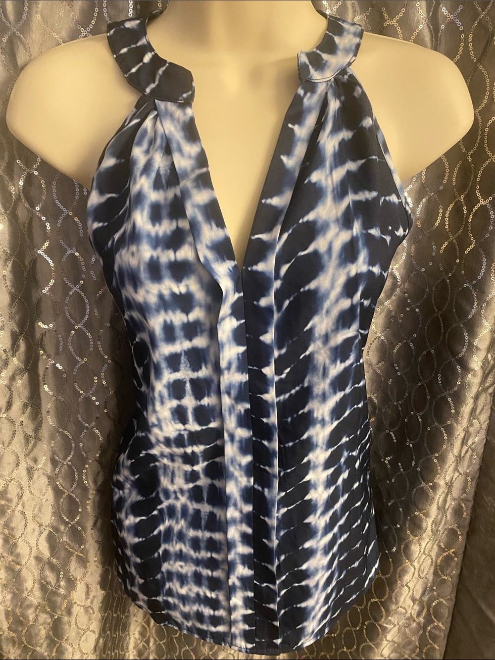 Navy and White Tie-Dye top